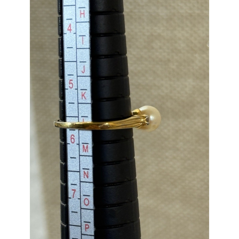 Vintage Signed Krementz 14K HGE Cultured Pearl Ring Size 5.75 Retro Cocktail - Picture 11 of 11